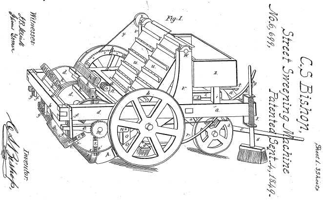 C.S. Bishop&rsquo;s 1849 horse-drawn street sweeper patent